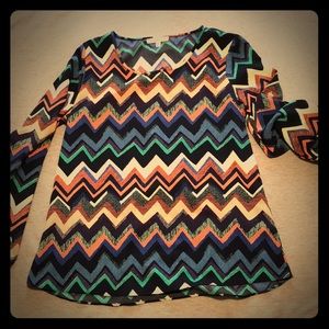 Bright colors and zig zags